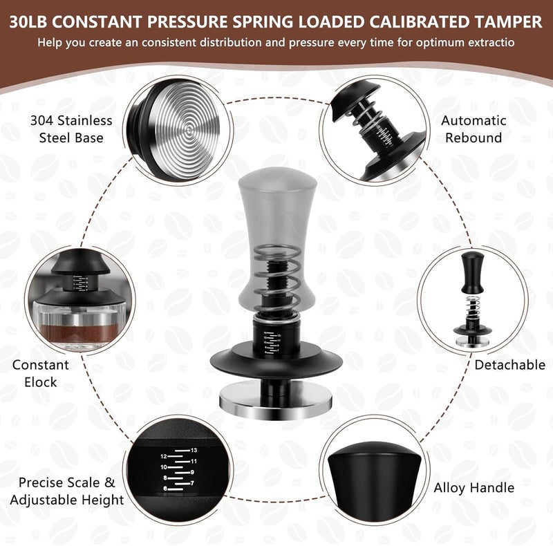 Y-Step 51mm Espresso Tamper Set with 30lb Calibrated Spring Loaded, Espresso Accessories Kit with Coffee Tamper Tool, Coffee Stirrer, Tamper Mat, Spray Bottle, Barista Hand Tamper for Espresso Machine - Image 3